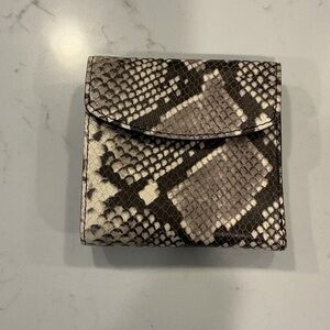 Patricia Nash Snake-Print Compact Wallet in Black, White and Taupe